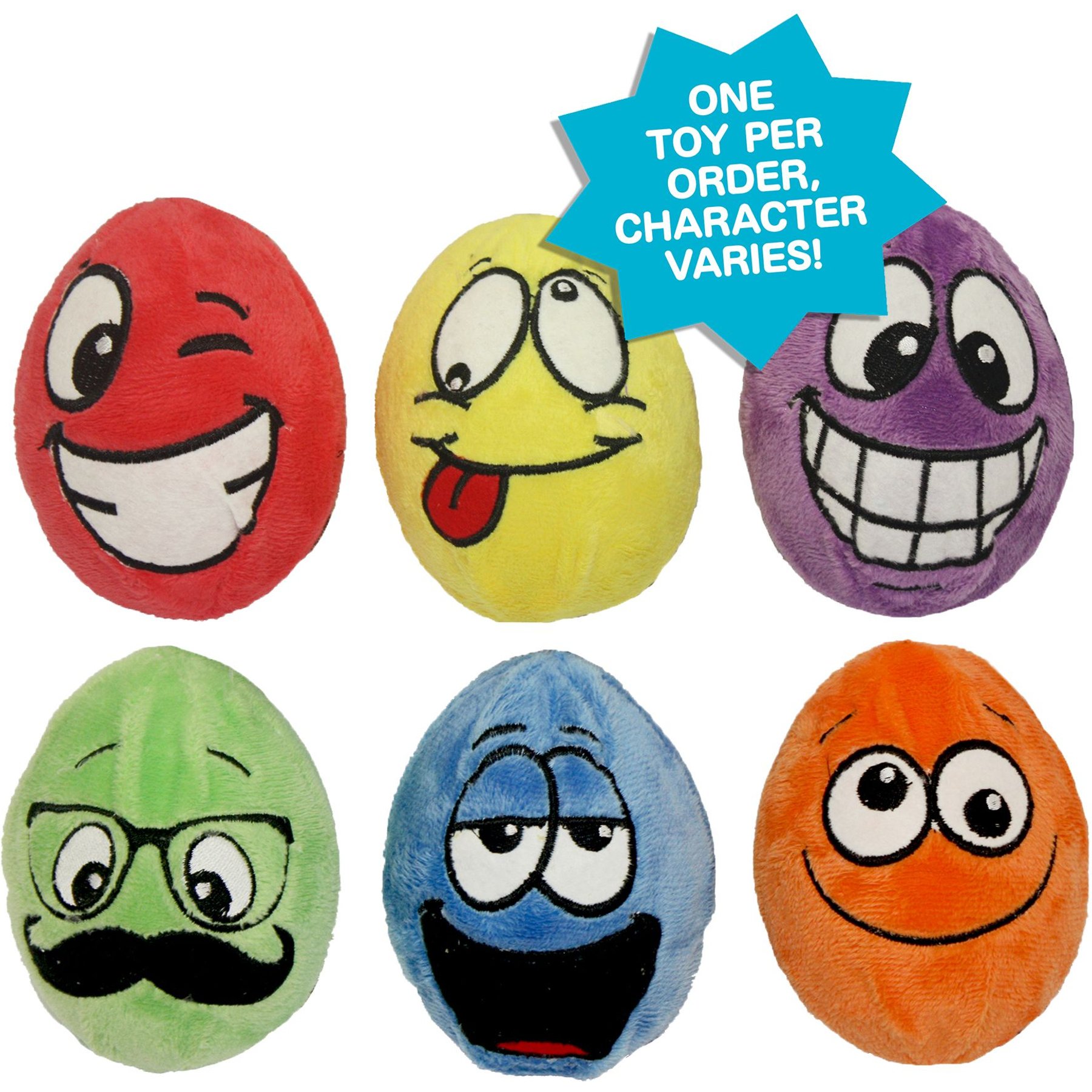 Multipet Egg-Noggins Squeaky Plush Dog Toy, Character Varies, 1 count