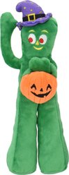 Multipet Gumby Holding Pumpkin Squeaky Plush Dog Toy, Green, 11-in