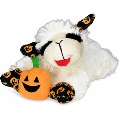 Multipet Lamb Chop with Pumpkin Squeaky Plush Dog Toy, White, 10.5-in