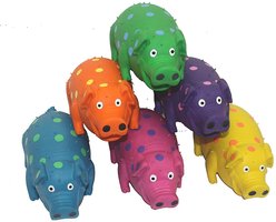Multipet Latex Polka Dot Globlet Squeaky Pig Dog Toy, Color Varies, 9-in, 1 count slide 2 of 3