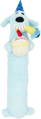 Show full view: Multipet Loofa Birthday Squeaky Plush Dog Toy, Color Varies, 12-in slide 1 of 9
