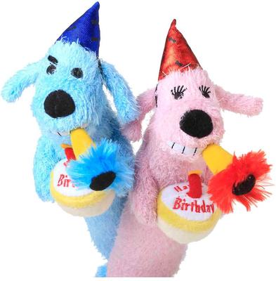 Show full view: Multipet Loofa Birthday Squeaky Plush Dog Toy, Color Varies, 12-in slide 4 of 9