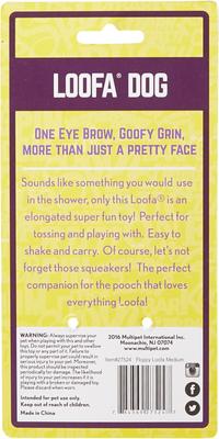 Show full view: Multipet Loofa Floppy Squeaky Plush Dog Toy, Color Varies, 12-in slide 8 of 10