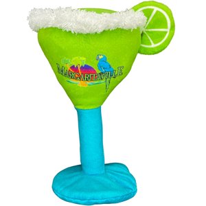 Multipet Margaritaville Margarita Glass Squeaky Plush Dog Toy, Blue, 8-in