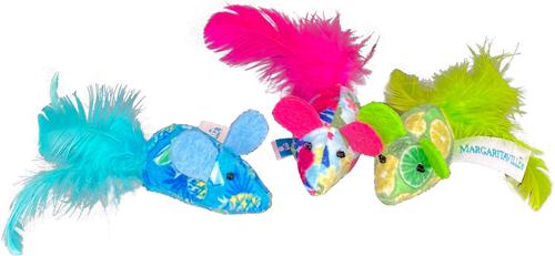 Show full view: Multipet Margaritaville Mice 3 Pattern Plush Cat Toy with Catnip, Multicolor, 4.25-in slide 1 of 2