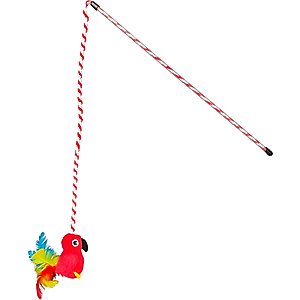 Multipet Margaritaville Parrot Wand Cat Toy with Red Bird, Multicolor, 40-in