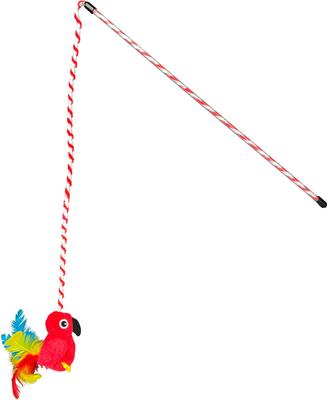 Show full view: Multipet Margaritaville Parrot Wand Cat Toy with Red Bird, Multicolor, 40-in slide 1 of 3