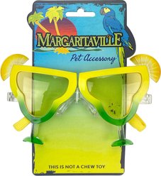 Multipet Margaritaville Sunglasses Dog Toy, Yellow/Green, 3.5-in