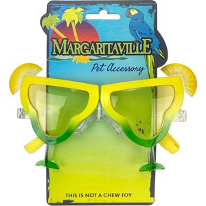 Multipet Margaritaville Sunglasses Dog Toy, Yellow/Green, 3.5-in
