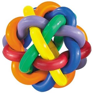 Multipet Nobbly Wobbly Ball Dog Toy, Color Varies, 3-in