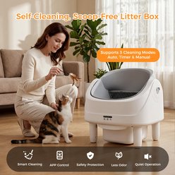 Mutrelenx Open-Top Smart Automatic Self Cleaning Cat Litter Box with APP Control, White, 20.6 x 20.6 x 17.7-in slide 2 of 8