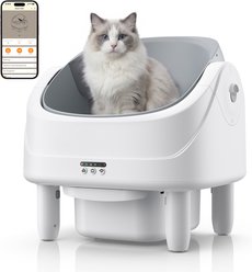 Mutrelenx Open-Top Smart Automatic Self Cleaning Cat Litter Box with APP Control, White, 20.6 x 20.6 x 17.7-in