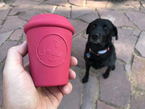 Show full view: MuttsKickButt Coffee Cup Treat Dispensing Tough Dog Chew Toy, Pink, Medium slide 7 of 11