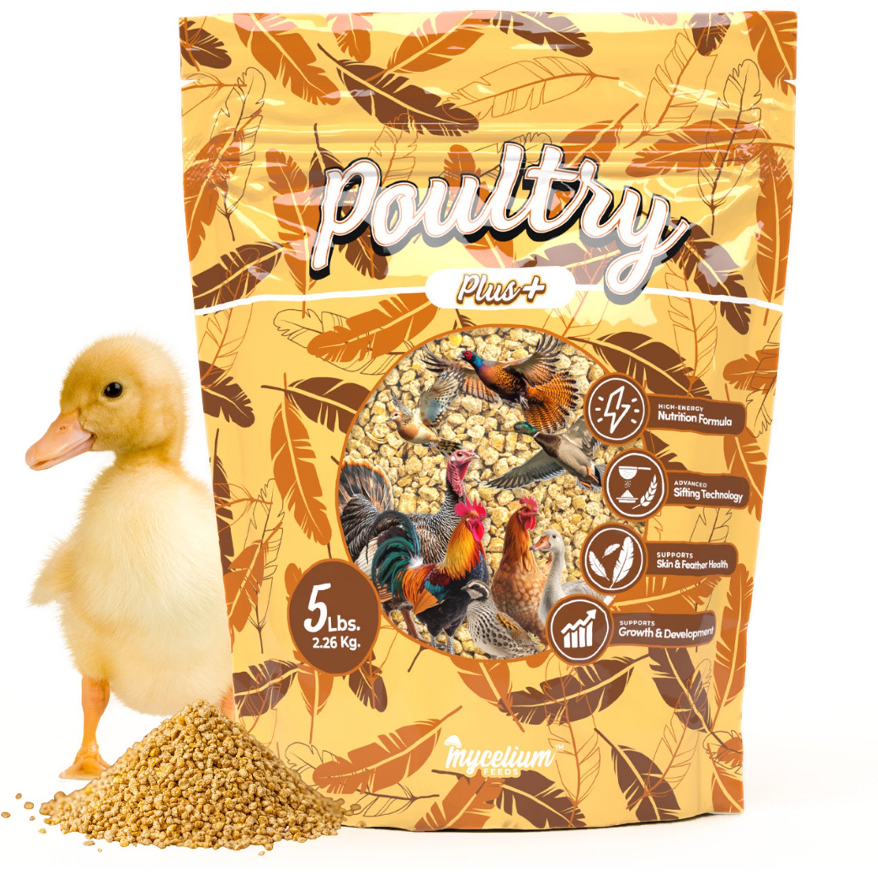 Mycelium Feeds Poultry Plus High-Protein, Omega-Rich Scratch Mix Chicken Bird Food, 5-lb bag