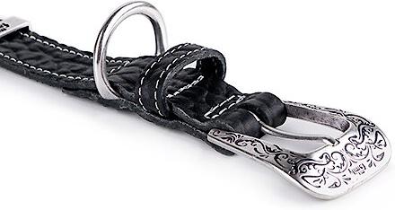 Show full view: myfamily El Paso Genuine Embossed Italian Leather Dog Collar, Black, 20-in slide 3 of 7