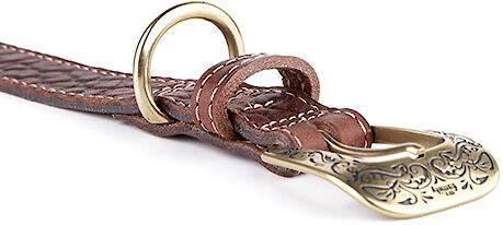 Show full view: myfamily El Paso Genuine Embossed Italian Leather Dog Collar, Brown, 16-in slide 2 of 6