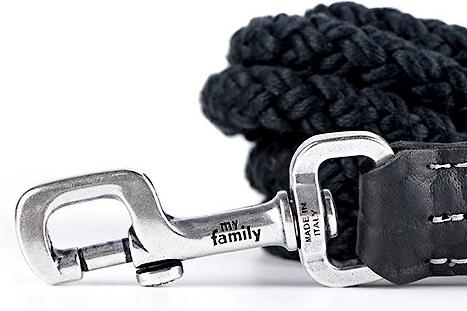 Show full view: myfamily El Paso Genuine Embossed Italian Leather & Rope Dog Leash, Black, 6-ft long, 1/3-in wide slide 3 of 4