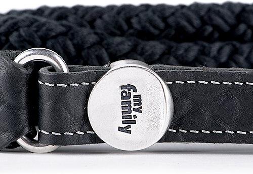 Show full view: myfamily El Paso Genuine Embossed Italian Leather & Rope Dog Leash, Black, 6-ft long, 1/3-in wide slide 4 of 4