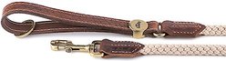 myfamily El Paso Genuine Embossed Italian Leather & Rope Dog Leash, Brown, 4-ft long, 1/3-in wide