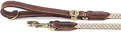 myfamily El Paso Genuine Embossed Italian Leather & Rope Dog Leash, Brown, 6-ft long, 1/3-in wide
