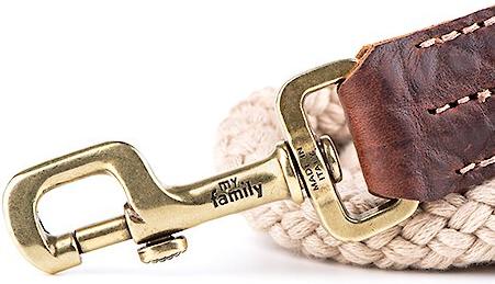 Show full view: myfamily El Paso Genuine Embossed Italian Leather & Rope Dog Leash, Brown, 6-ft long, 1/3-in wide slide 2 of 4