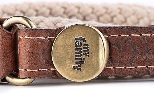 Show full view: myfamily El Paso Genuine Embossed Italian Leather & Rope Dog Leash, Brown, 6-ft long, 1/3-in wide slide 3 of 4