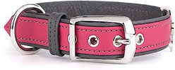 myfamily Firenze Genuine Italian Leather Dog Collar, Fuchsia & Grey, XXX-Large: 21 to 25-in neck, 1.25-in wide slide 1 of 6