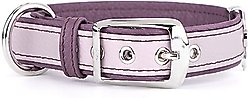 myfamily Firenze Genuine Italian Leather Dog Collar, Lavander & Purple, 18-in