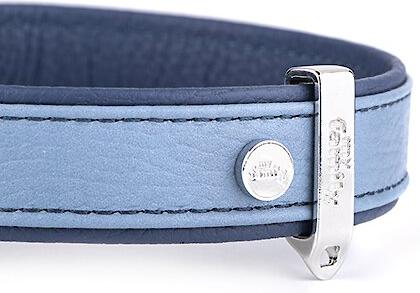 Show full view: myfamily Firenze Genuine Italian Leather Dog Collar, Light Blue & Blue, 16-in slide 3 of 7
