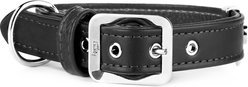 myfamily Hermitage Leather Standard Dog Collar, Black, 3X-Small: 7 to 8-in neck, 0.5-in wide