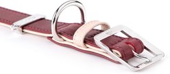 myfamily Hermitage Leather Standard Dog Collar, Burgundy/Cream, Small/Medium: 11 to 14-in neck, 0.9-in wide slide 2 of 5