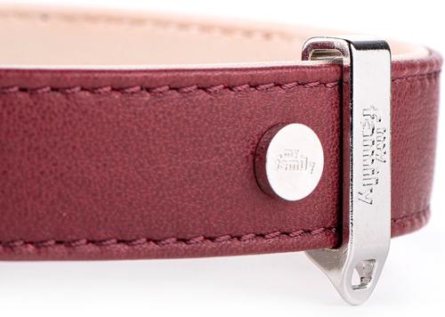Show full view: myfamily Hermitage Leather Standard Dog Collar, Burgundy/Cream, Small/Medium: 11 to 14-in neck, 0.9-in wide slide 3 of 7