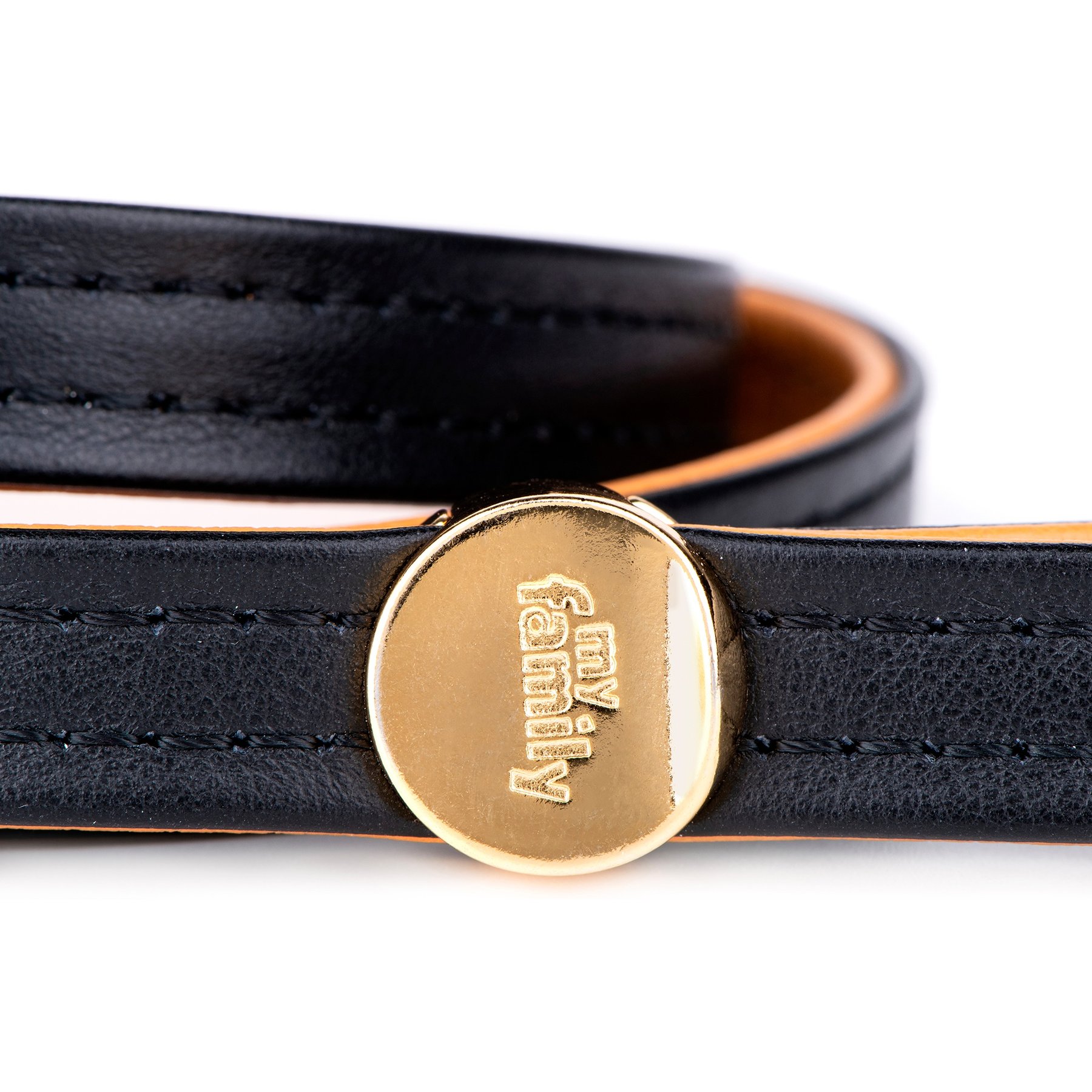 myfamily Hermitage Leather Standard Dog Leash, Black/Tan, 6-ft long, 0.6-in wide