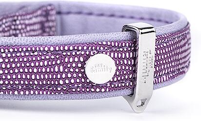 Show full view: myfamily Saint Tropez Premium Italian Leatherette Glitter Dog Collar, Lilac, 12-in slide 3 of 6