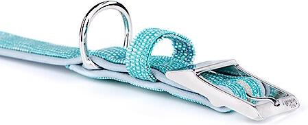 Show full view: myfamily Saint Tropez Premium Italian Leatherette Glitter Dog Collar, Turquoise, 12-in slide 2 of 6