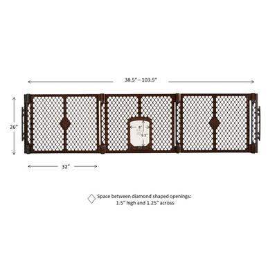 Show full view: MyPet Extra Wide Cat & Dog Gate with Pet Door, Brown slide 6 of 6