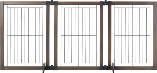 Show full view: MyPet Extra Wide Versa-Lock Freestanding Cat & Dog Gate, Woodtone slide 5 of 9