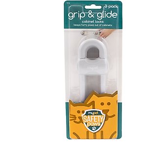 MyPet Safety Paws Grip & Glide Cabinet Locks for Dog & Cat, Gray, 3 count