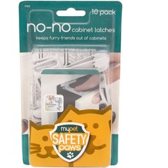 MyPet Safety Paws No-No Cabinet Latches for Dog & Cat, Gray, 10 count