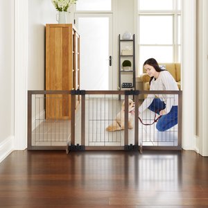 MyPet Wide Versa-Lock Freestanding Cat & Dog Gate, Woodtone