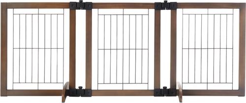 Show full view: MyPet Wide Versa-Lock Freestanding Cat & Dog Gate, Woodtone slide 3 of 8