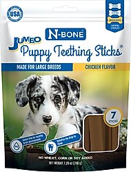 N-Bone Chicken Flavor Puppy Jumbo Teething Sticks Dental Dog Treats, 7 count