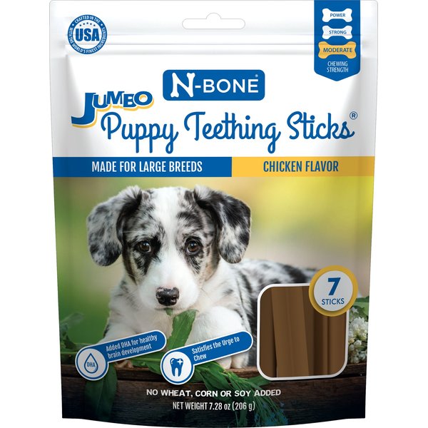 N-Bone Chicken Flavor Puppy Jumbo Teething Sticks Dental Dog Treats, 7 count