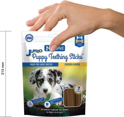 Show full view: N-Bone Chicken Flavor Puppy Jumbo Teething Sticks Dental Dog Treats, 7 count slide 5 of 10