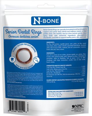 Show full view: N-Bone Chicken Flavored Dental Rings Senior Dog Treats, 9.8-oz bag slide 3 of 9