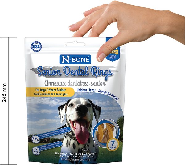 N-Bone Chicken Flavored Dental Rings Senior Dog Treats, 9.8-oz bag