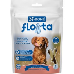 N-Bone FLOSSta Dual Action Beef Liver Flavor Dental Dog Chews, 8 count