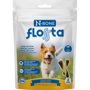 N-Bone FLOSSta Dual Action Chicken Flavor Dental Dog Chews, 8 count