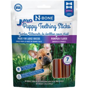 N-Bone Jumbo Puppy Teething Sticks Pumpkin Flavor Dog Treats, 7 count
