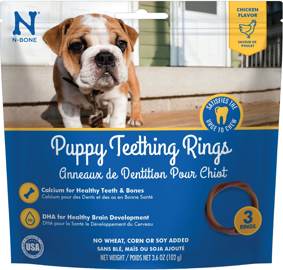 N-BONE Puppy Teething Ring Chicken Flavor Dental Dog Treats,
